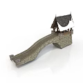 Traditional Stone Bridge Architecture Featuring Small Cottage Sloped Dark Roof And Stone Pathway