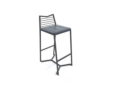 Modern Black Metal Bar Stool With Striped Backrest And Sleek Design 3d model
