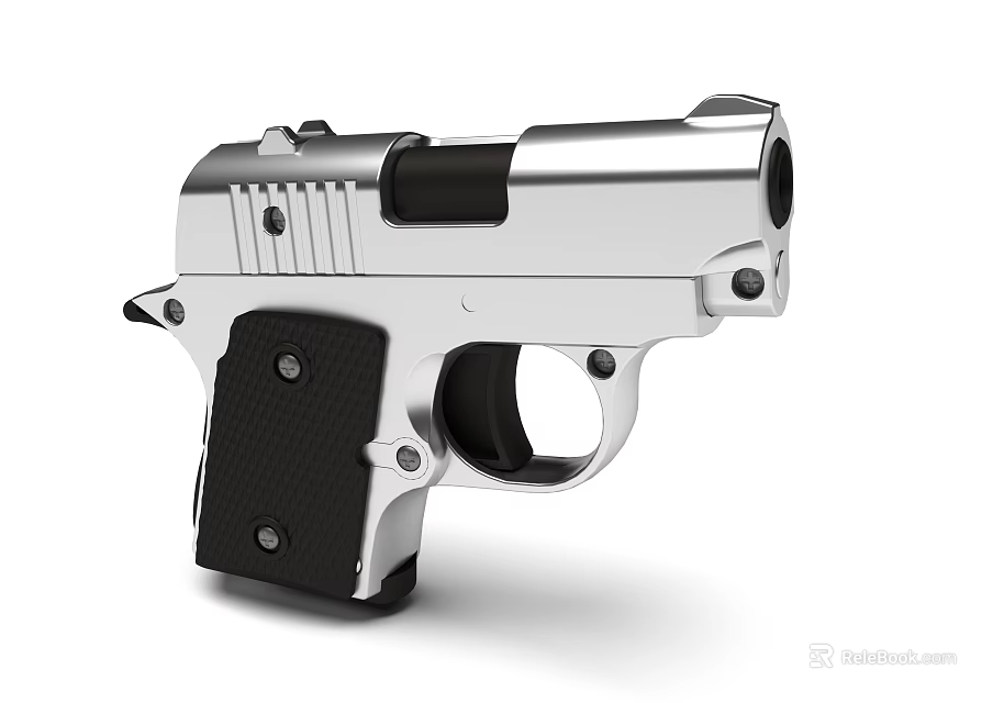 Realistic Looking Electric Toy Pistol with Silver Body and Black Grip 3d model 