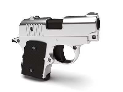 Realistic Looking Electric Toy Pistol with Silver Body and Black Grip 3d model