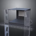 Scenic Stage Structure With Metal Frame Transparent Panels And Reflective Platform