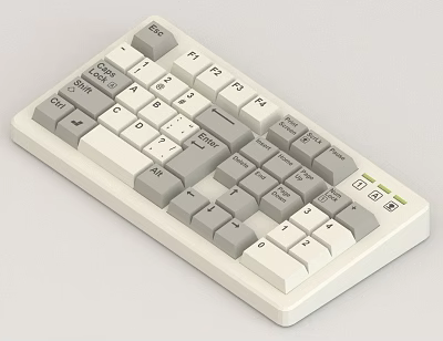 Gray and White Computer Keyboard With Ergonomic Key Layout And Durable Design Features 3d model