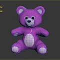 Pink Knitted Teddy Bear Doll with White Ears Belly Paws in Sitting Posture Dark Background