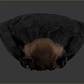 Mysterious Man With Long Hair Dark Cloak And Leather Belt In Medieval Style Outfit