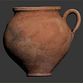 Ancient Rustic Red Clay Pot With Textured Surface And Single Handle 3d model