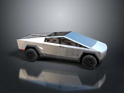 Futuristic Silver Concept Car With Geometric Design Transparent Roof And Large Wheels 3d model
