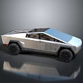 Futuristic Silver Concept Car With Geometric Design Transparent Roof And Large Wheels