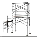 Metal Construction Scaffolding With Stable Frames And Working Platforms Of Different Sizes 3d model
