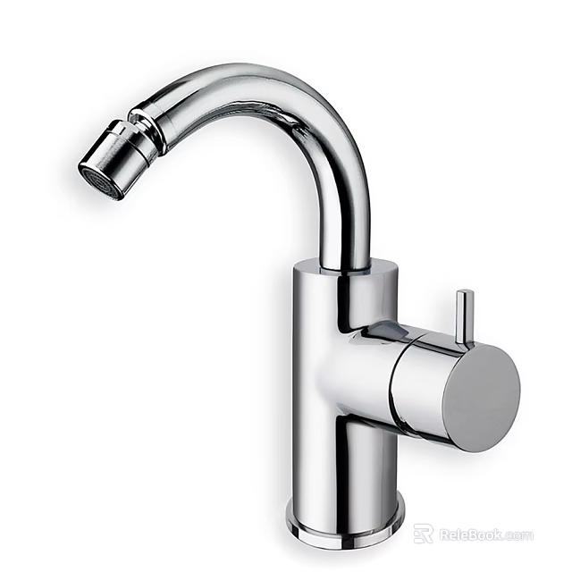 Modern Chrome Kitchen Faucet With Sleek Curved Spout And Single Handle Design 3d model 