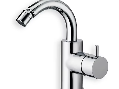 Modern Chrome Kitchen Faucet With Sleek Curved Spout And Single Handle Design 3d model