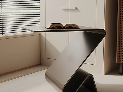 Sleek Modern Side Table With Open Book On Top In Minimalist Living Space 3d model