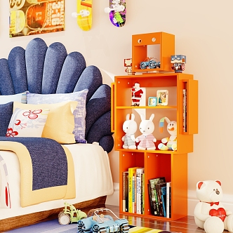 Children's Bookshelf Storage Rack Kindergarten Floor Multi-layer Toy Storage Rack Household Simple Student Small House Bookcase 3d model