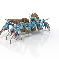 Detailed Fantasy Creature Character With Blue And Brown Exoskeleton And Multiple Legs
