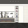 Modern Living Room Decorative Cabinet With Open Shelves Fireplace And Marble Floor