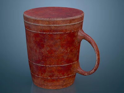 Rusty Red Ceramic Mug With Textured Surface And Curved Handle 3d model