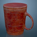 Rusty Red Ceramic Mug With Textured Surface And Curved Handle