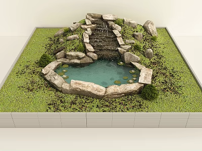Modern landscape sketch stone waterscape 3d model