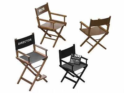 Wooden And Black Director Chairs With Clapperboard Design And Director Label 3d model