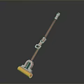 Household Cleaning Mop with Red Handle Pink Connector and Yellow Head for Home Floor Cleaning