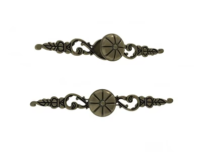 Vintage Metal Furniture Handles With Decorative Floral Patterns And Circular Center 3d model