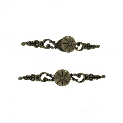 Vintage Metal Furniture Handles With Decorative Floral Patterns And Circular Center 3d model
