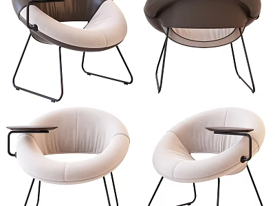 Modern Upholstered Lounge Chair with Metal Legs Armrests and Neutral Tones Design 3d model