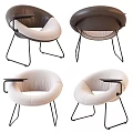 Modern Upholstered Lounge Chair with Metal Legs Armrests and Neutral Tones Design
