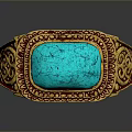 Elegant Vintage Gold Ring Featuring Blue Gemstone And Intricate Carved Patterns