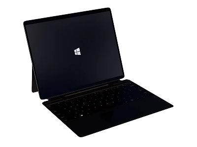 Microsoft Black 2 in 1 Laptop With Detachable Keyboard And Windows Logo 3d model
