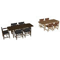 Middle style dining table and chair combination 3d model