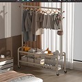 Clothes rack clothes rack storage basket bedroom 3d model