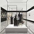 Contemporary Exhibition Hall Interior Featuring Glass Frame Structures Display Platform And Art Exhibits