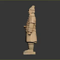 Ancient Terracotta Sculpture of Standing Soldier With Intricate Armor And Pedestal Base