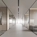 Office corridor glass partition 3d model