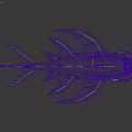 Ferocious Blue Spiked Shark Character With Winged Fins And Mythical Features
