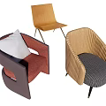 Modern Leisure Chairs with Various Styles Comfortable Cushions Woven Texture and Metal Legs