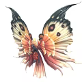 Vibrant Butterfly With Orange Pink Wings Black Spots And Artistic Design