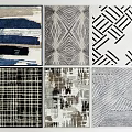 Modern Square Rugs Featuring Various Geometric Abstract And Striped Patterns 3d model