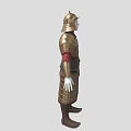 Traditional Samurai Armor With Golden Plates Red Lining And Helmet Full Body Design