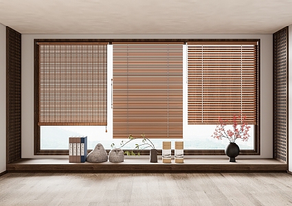 New Chinese Bamboo Curtain Roller Curtain 3d model