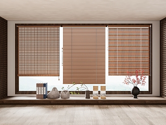 New Chinese Bamboo Curtain Roller Curtain 3d model