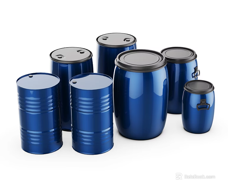 Blue Storage Buckets With Different Sizes And Durable Design For Home Organization 3d model 
