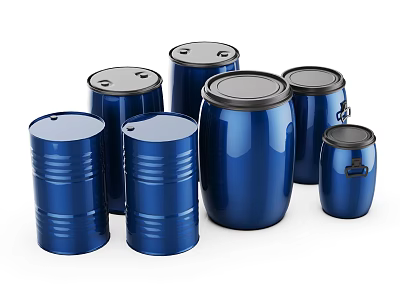 Blue Storage Buckets With Different Sizes And Durable Design For Home Organization 3d model