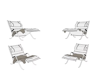 Modern Lounge Chair With Adjustable Recline And Metal Frame Design 3d model