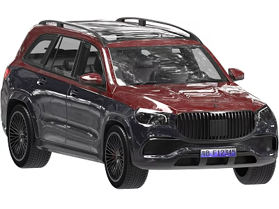 Dark Gray And Red SUV With Roof Rack Front Grille And Stylish Wheels 3d model