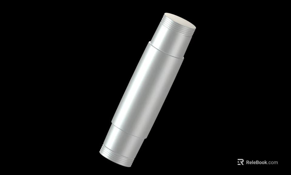 Silver Cylindrical Metal Object With Smooth Surface And Threaded Ends Design 3d model