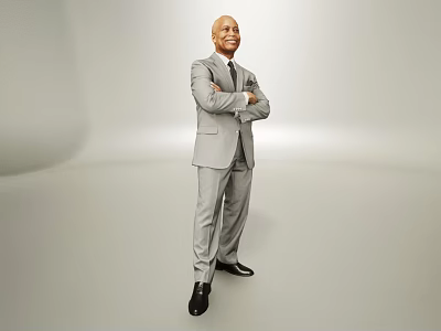 Man Dressed In Light Gray Suit Standing With Arms Crossed 3d model Man Dressed In Light Gray Suit Standing With Arms Crossed 3d model