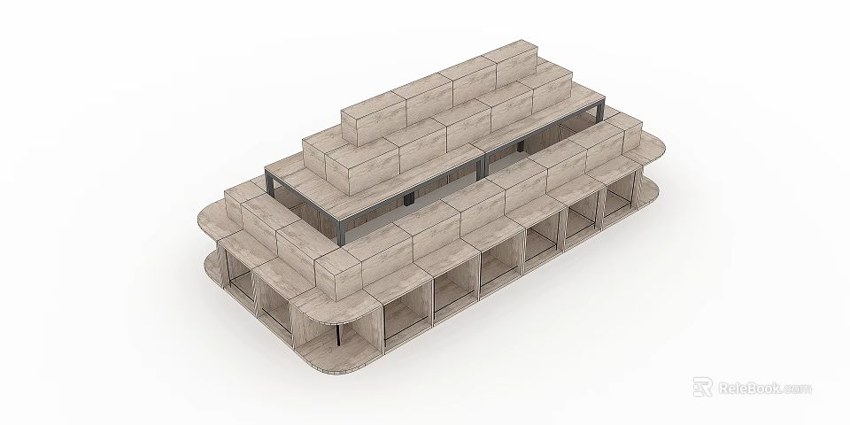 Modern Multi tier Display Shelf With Layered Storage Compartments And Sturdy Structure 3d model
