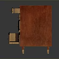 Artistic Wooden Cabinet With Geometric Patterns Red Black Panels Drawers And Doors Design