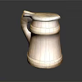 Electric Beer Mug With Wooden Finish Yellow Stripes And Reflective Black Surface